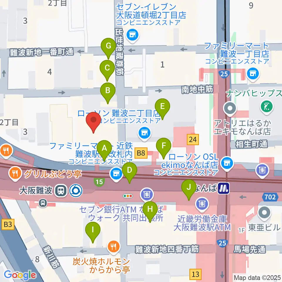 スタジオ246なんば周辺のカフェ一覧地図
