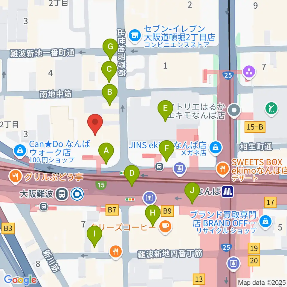 スタジオ246なんば周辺のカフェ一覧地図