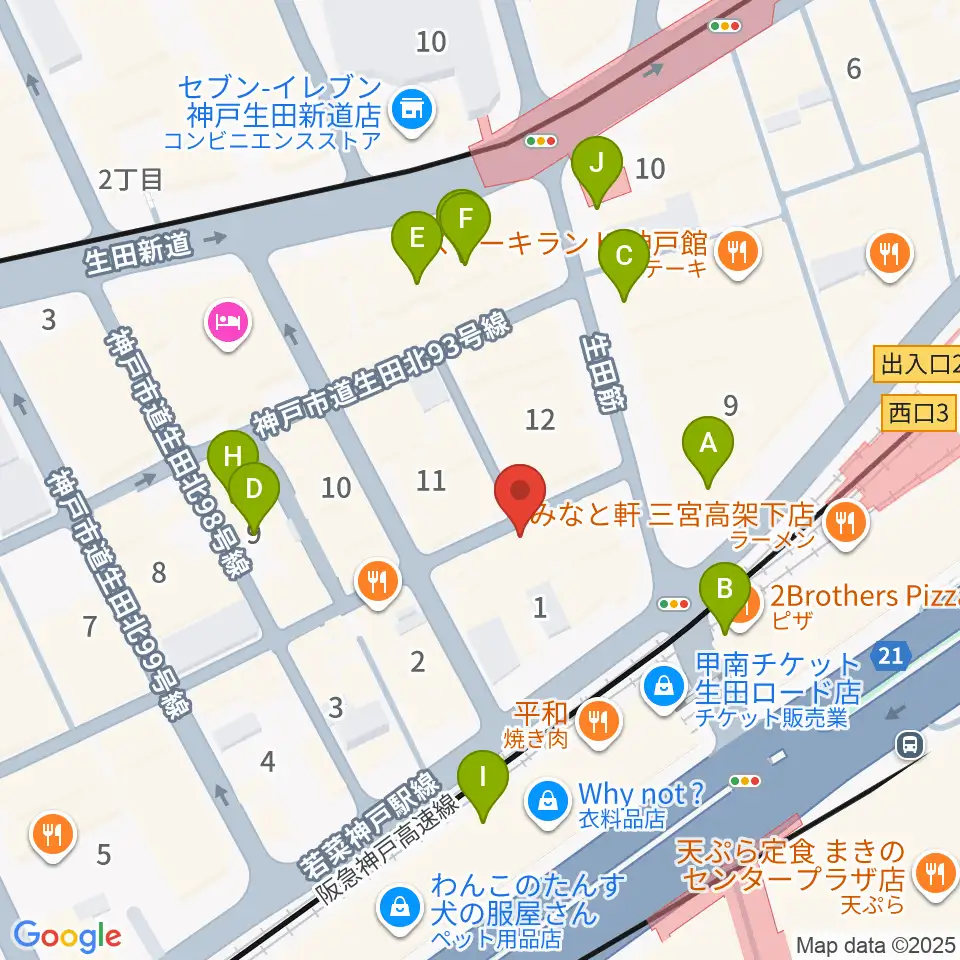 三宮Studio246 WEST周辺のカフェ一覧地図