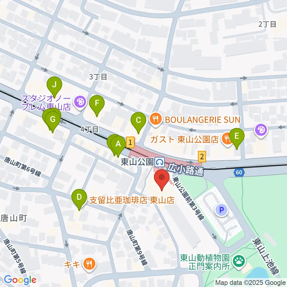 スタジオ246 NAGOYA周辺のカフェ一覧地図
