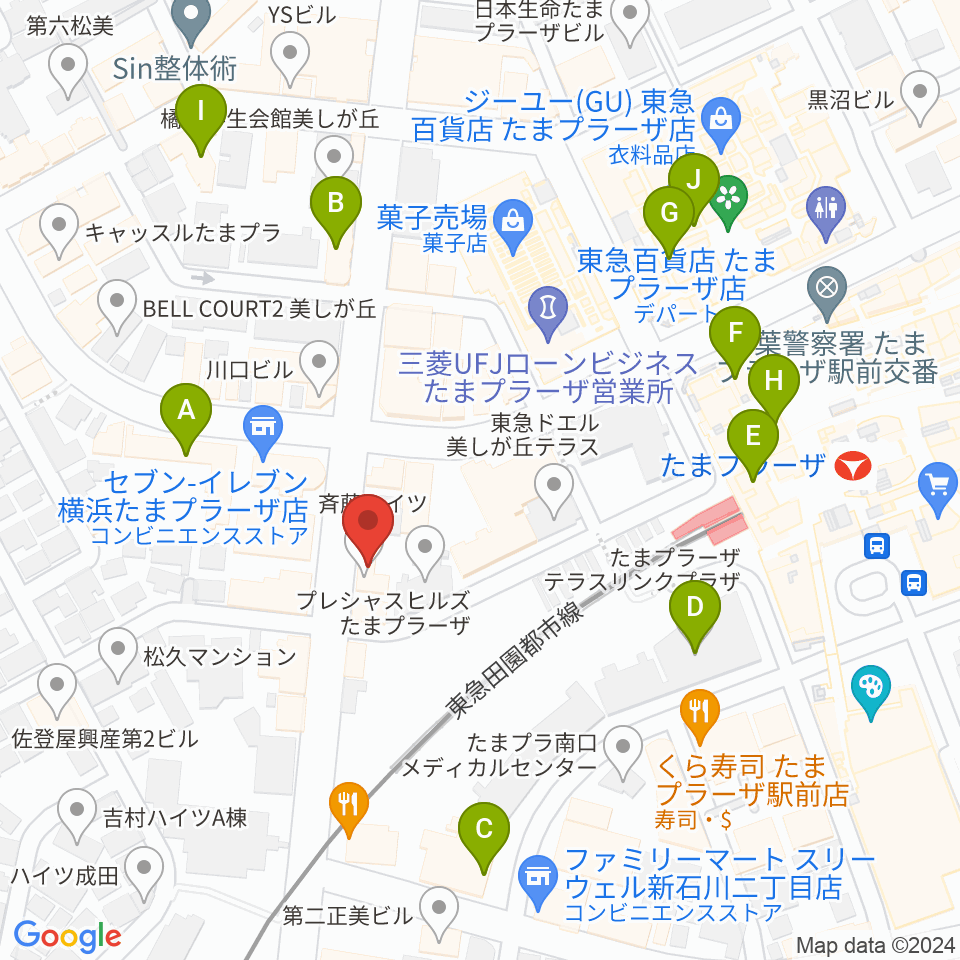 グレースハープ横浜たまプラーザ店周辺のカフェ一覧地図