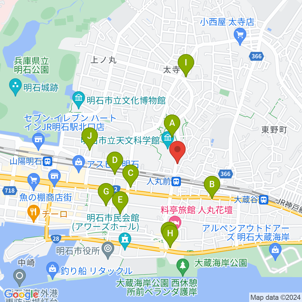 楽器の修理屋プロタック周辺のカフェ一覧地図