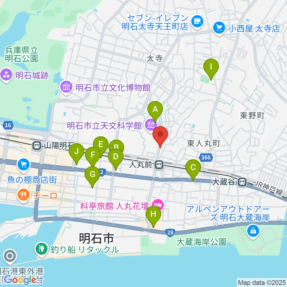 楽器の修理屋プロタック周辺のカフェ一覧地図