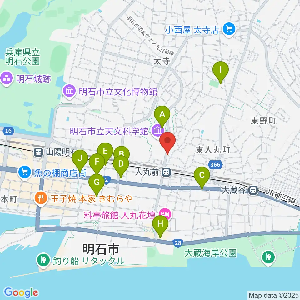 楽器の修理屋プロタック周辺のカフェ一覧地図