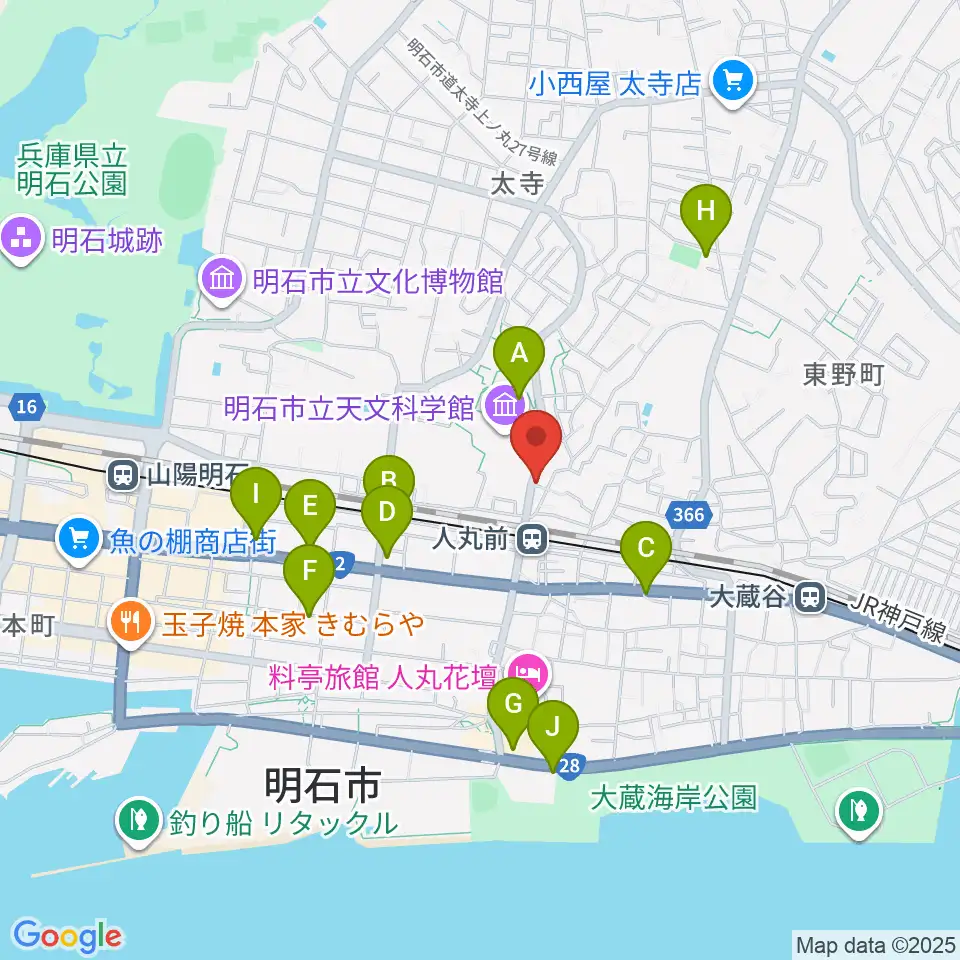 楽器の修理屋プロタック周辺のカフェ一覧地図