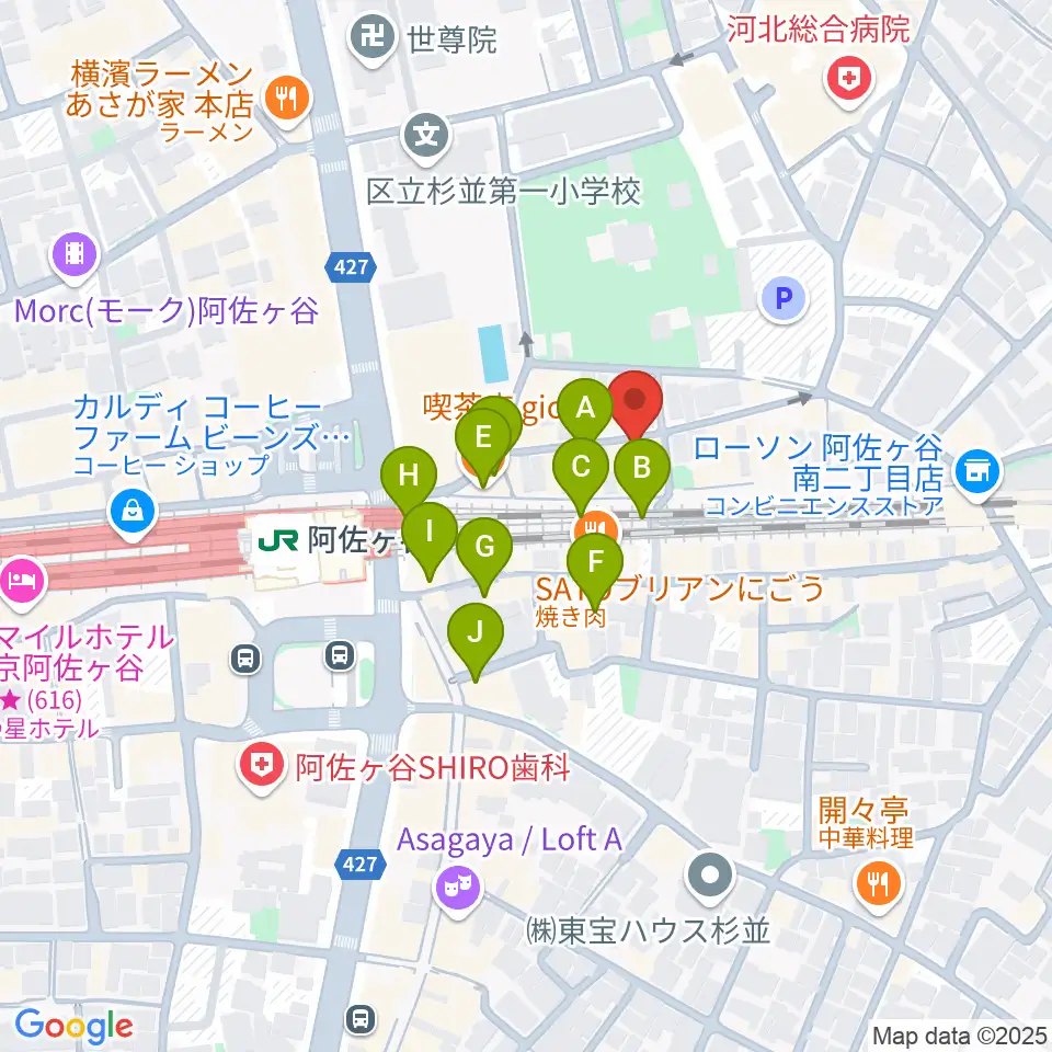 阿佐ヶ谷オイルシティ周辺のカフェ一覧地図