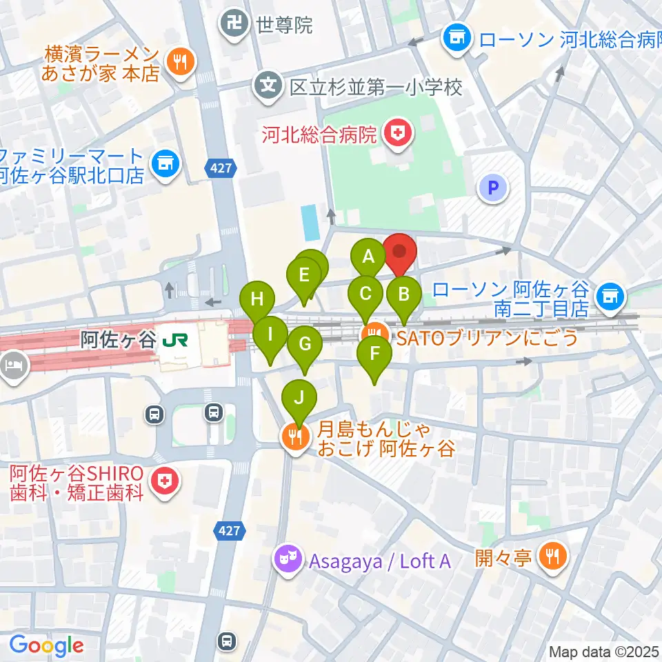 阿佐ヶ谷オイルシティ周辺のカフェ一覧地図