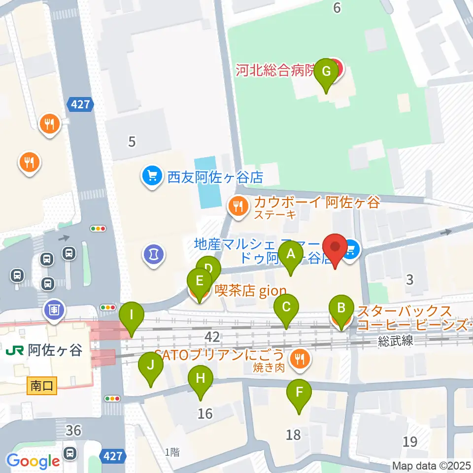 阿佐ヶ谷オイルシティ周辺のカフェ一覧地図