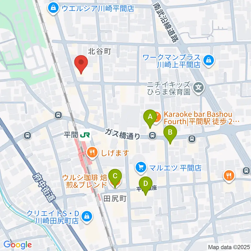 冨井ピアノ工房周辺のカフェ一覧地図