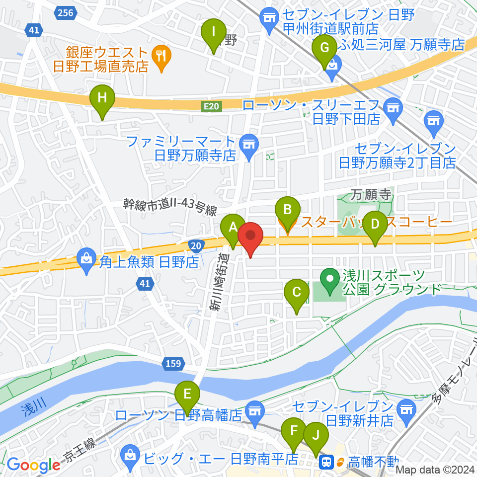 スタジオログ周辺のカフェ一覧地図