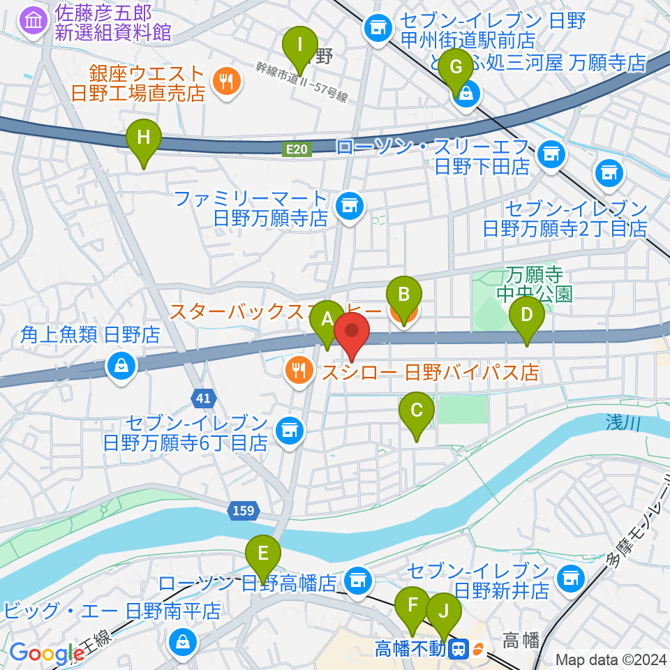 スタジオログ周辺のカフェ一覧地図