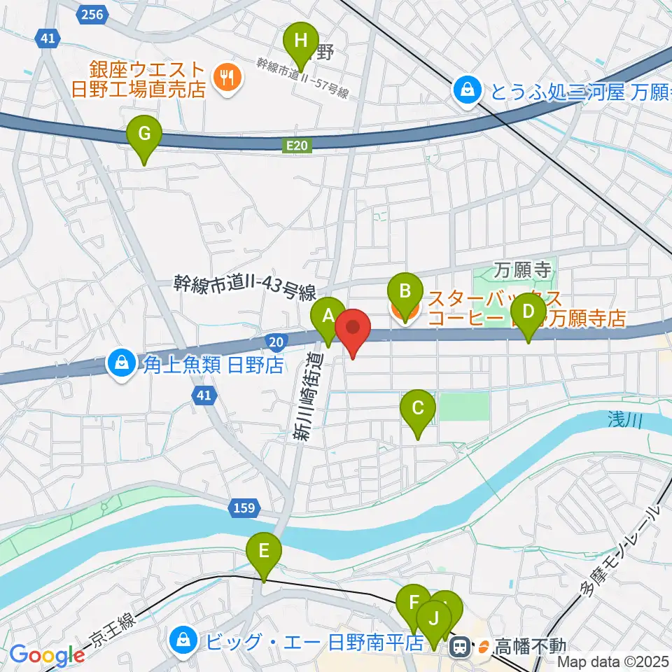 スタジオログ周辺のカフェ一覧地図