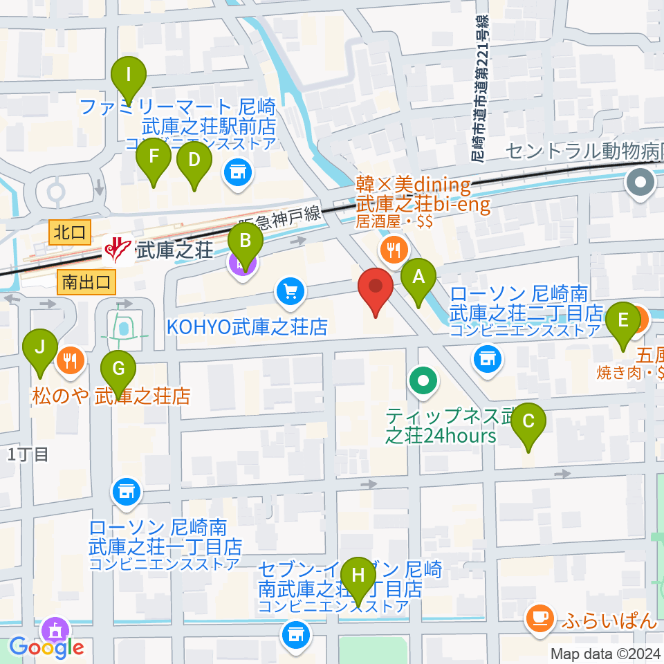 アローミュージックスクール周辺のカフェ一覧地図