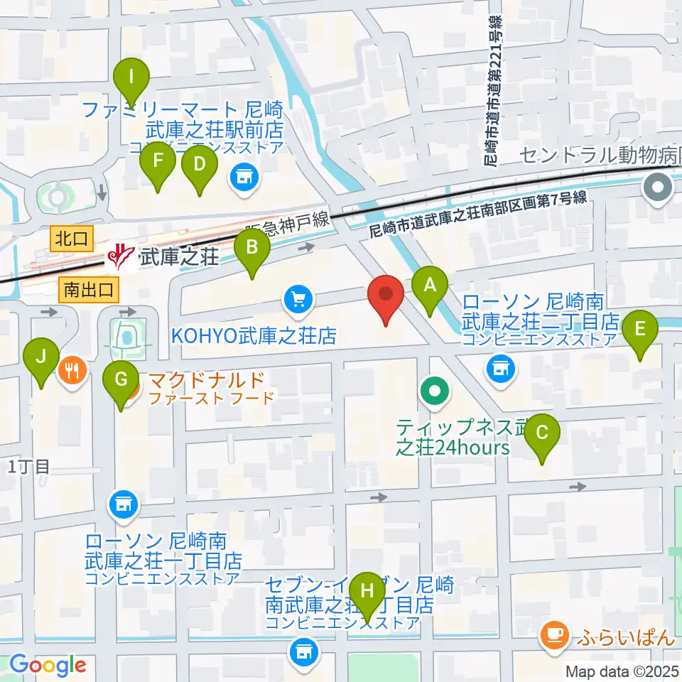 アローミュージックスクール周辺のカフェ一覧地図