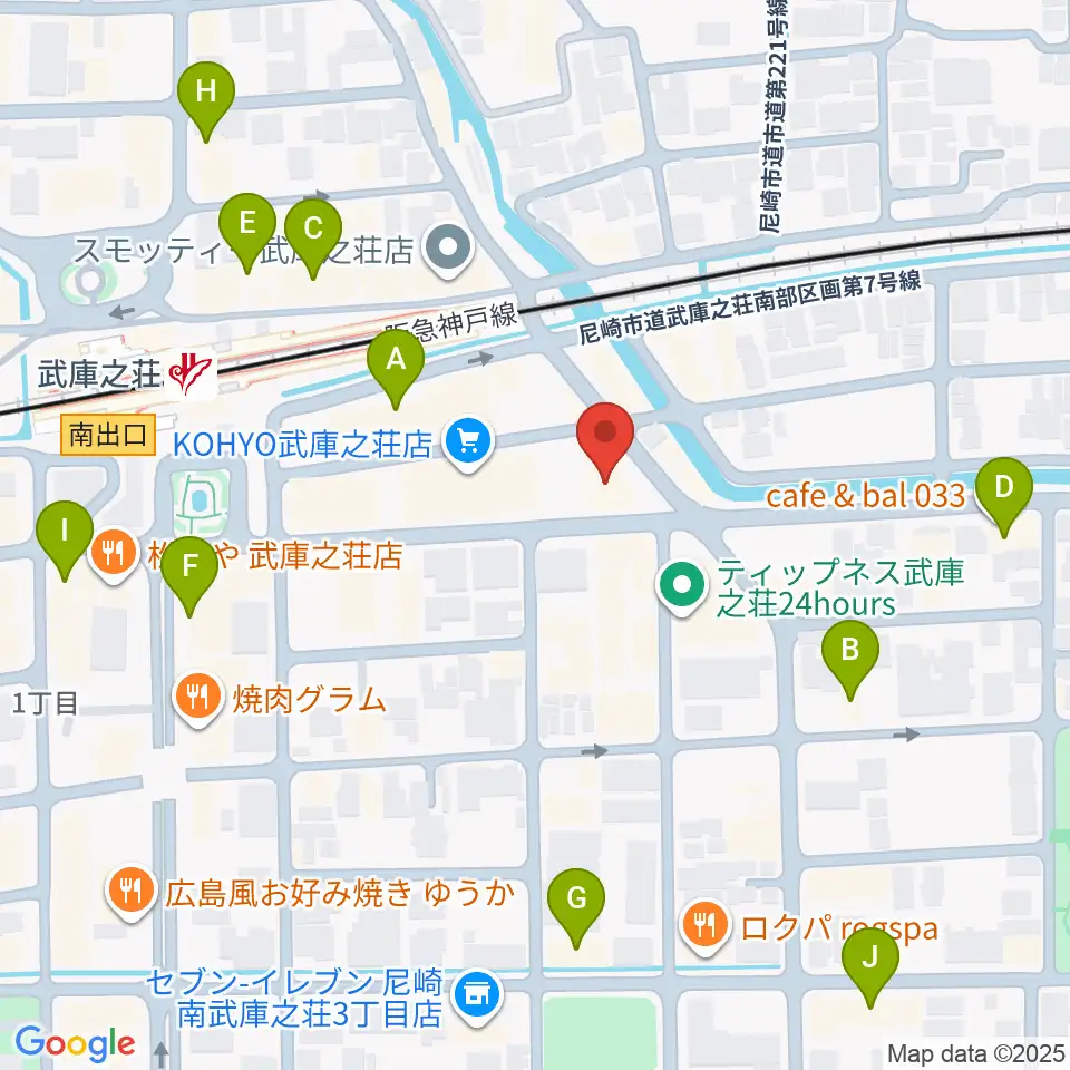 アローミュージックスクール周辺のカフェ一覧地図