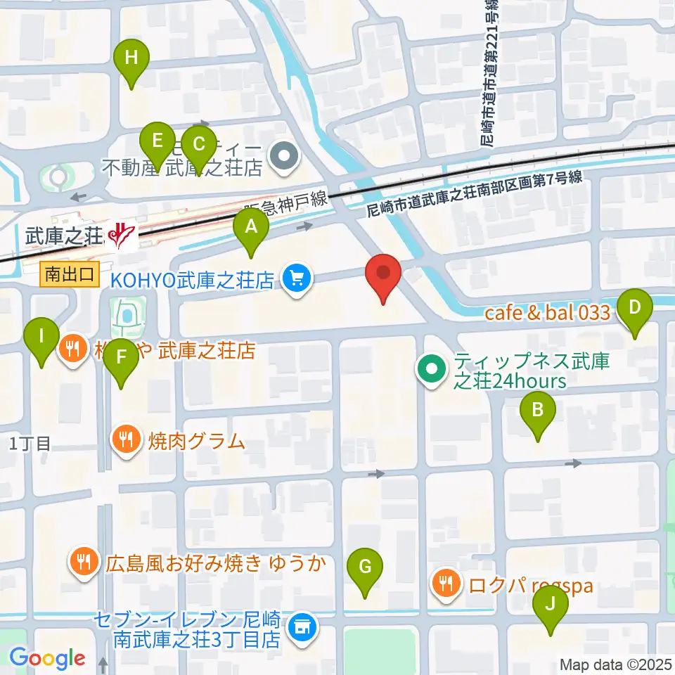 アローミュージックスクール周辺のカフェ一覧地図