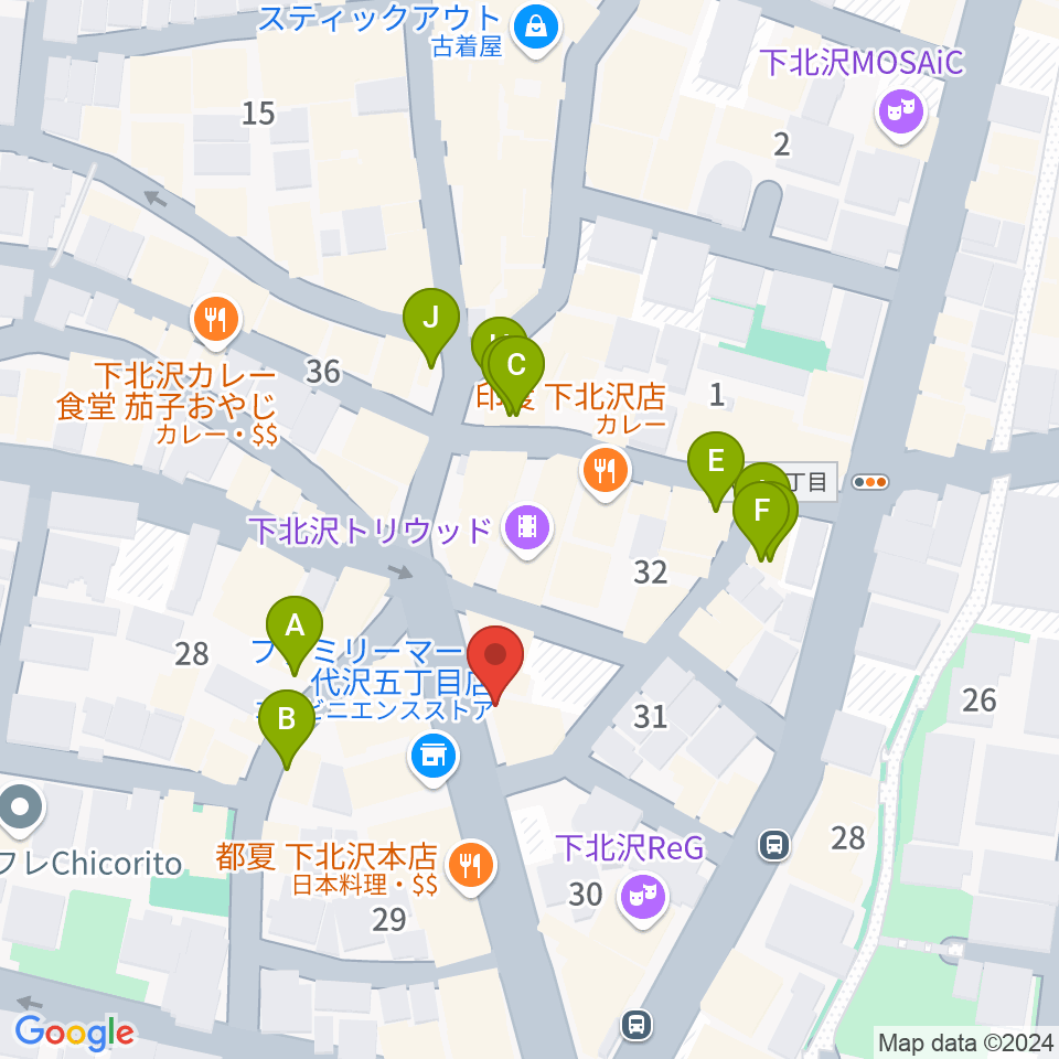 下北沢ロフト周辺のカフェ一覧地図