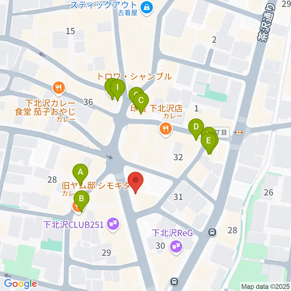 下北沢ロフト周辺のカフェ一覧地図