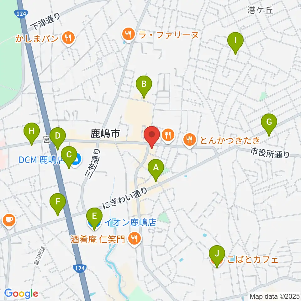 オワリヤ楽器 鹿島センター周辺のカフェ一覧地図