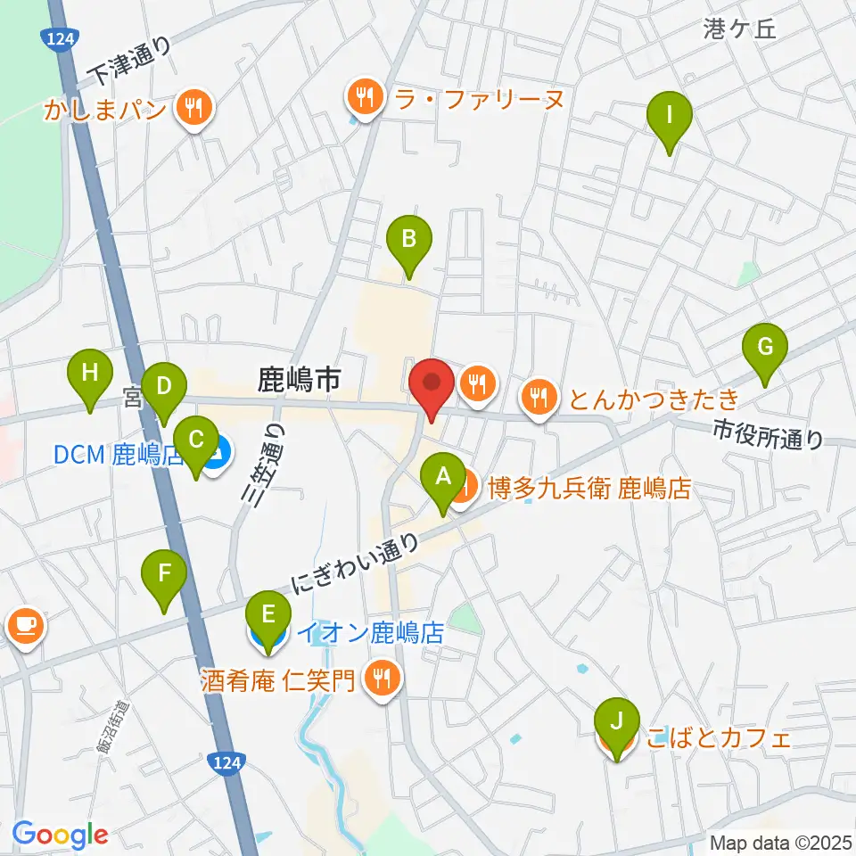 オワリヤ楽器 鹿島センター周辺のカフェ一覧地図