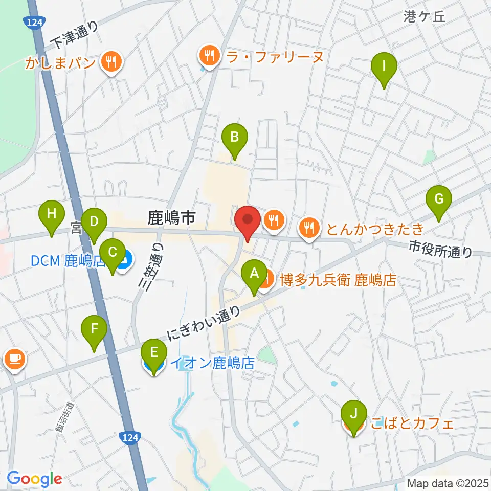 オワリヤ楽器 鹿島センター周辺のカフェ一覧地図