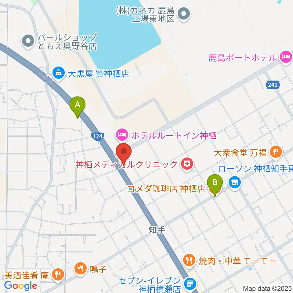 オワリヤ楽器 神栖支店周辺のカフェ一覧地図