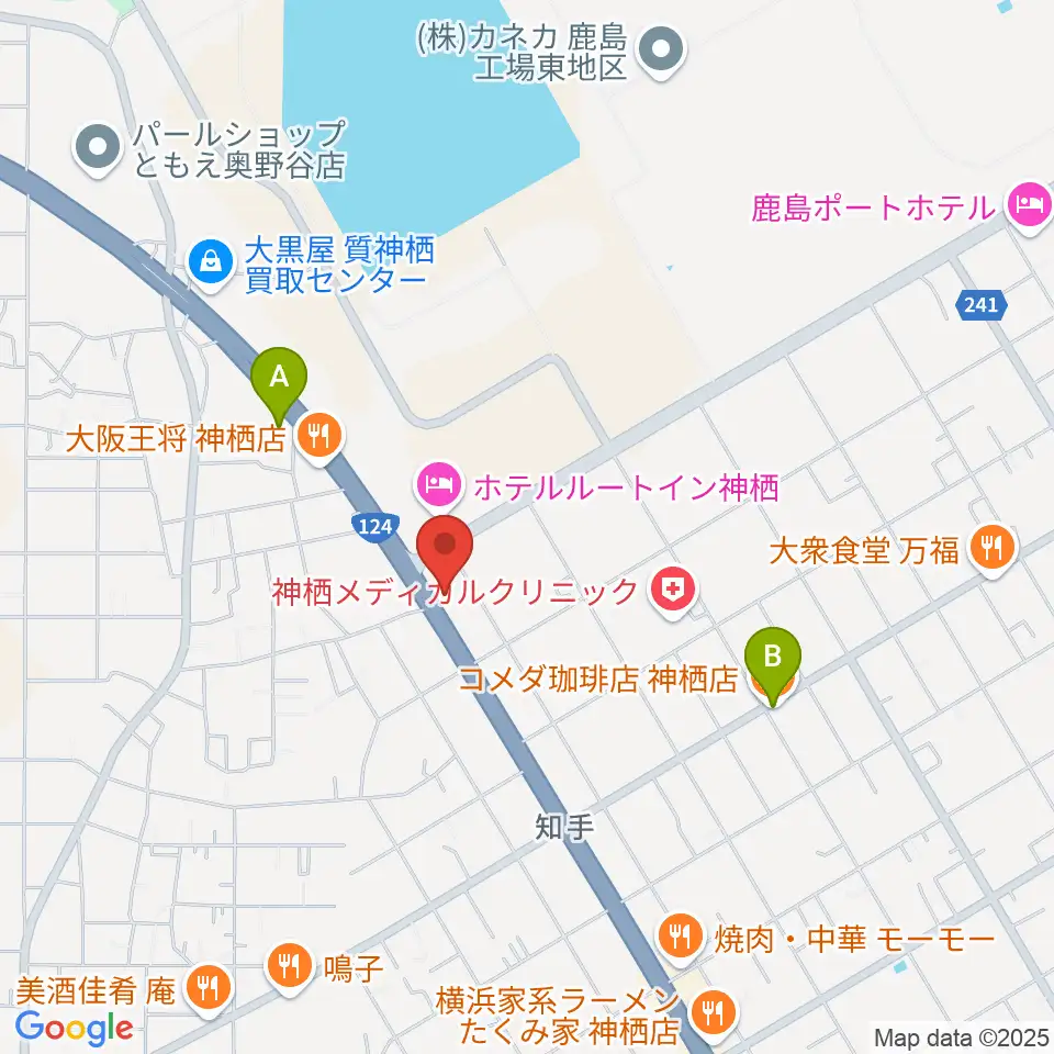 オワリヤ楽器 神栖支店周辺のカフェ一覧地図