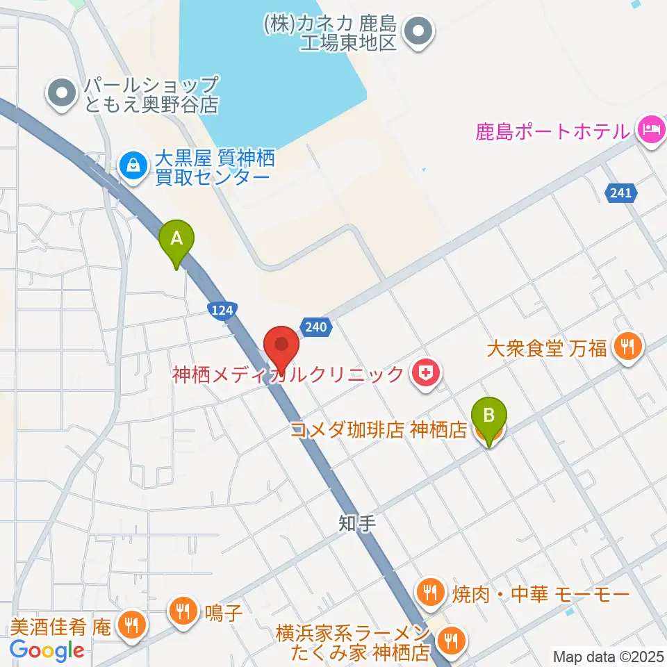 オワリヤ楽器 神栖支店周辺のカフェ一覧地図