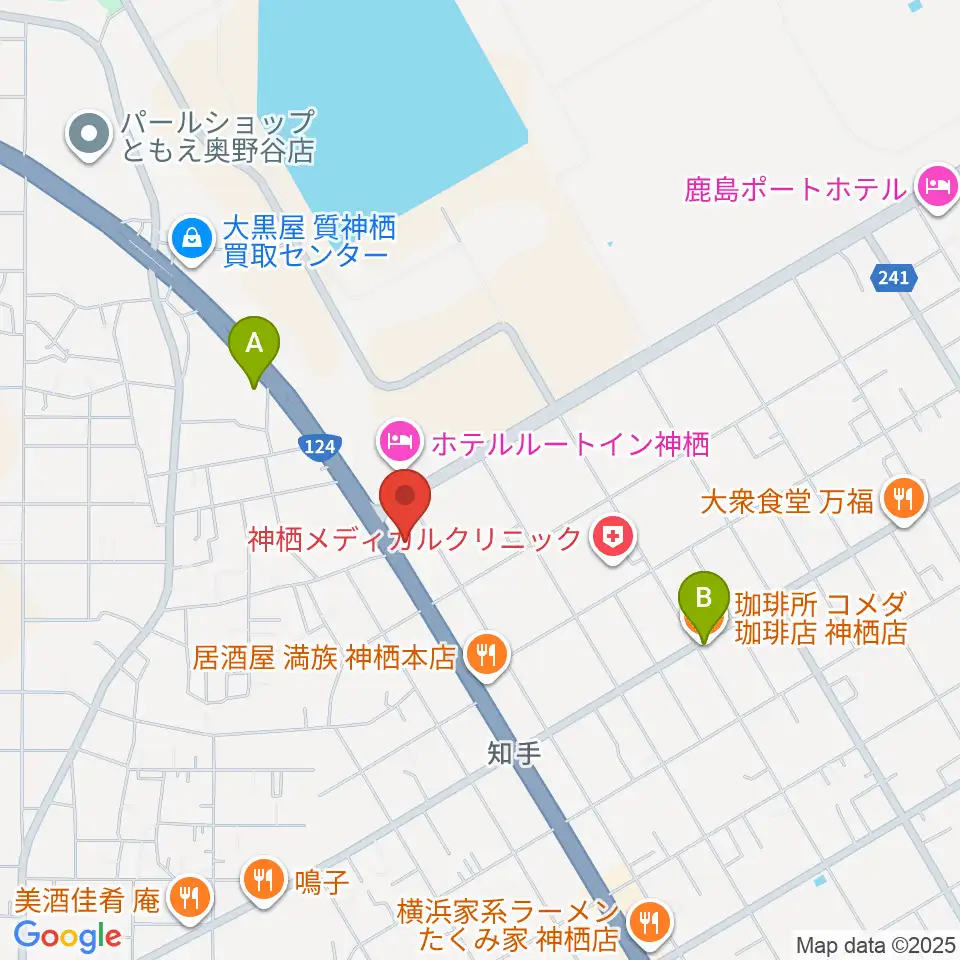 オワリヤ楽器 神栖支店周辺のカフェ一覧地図