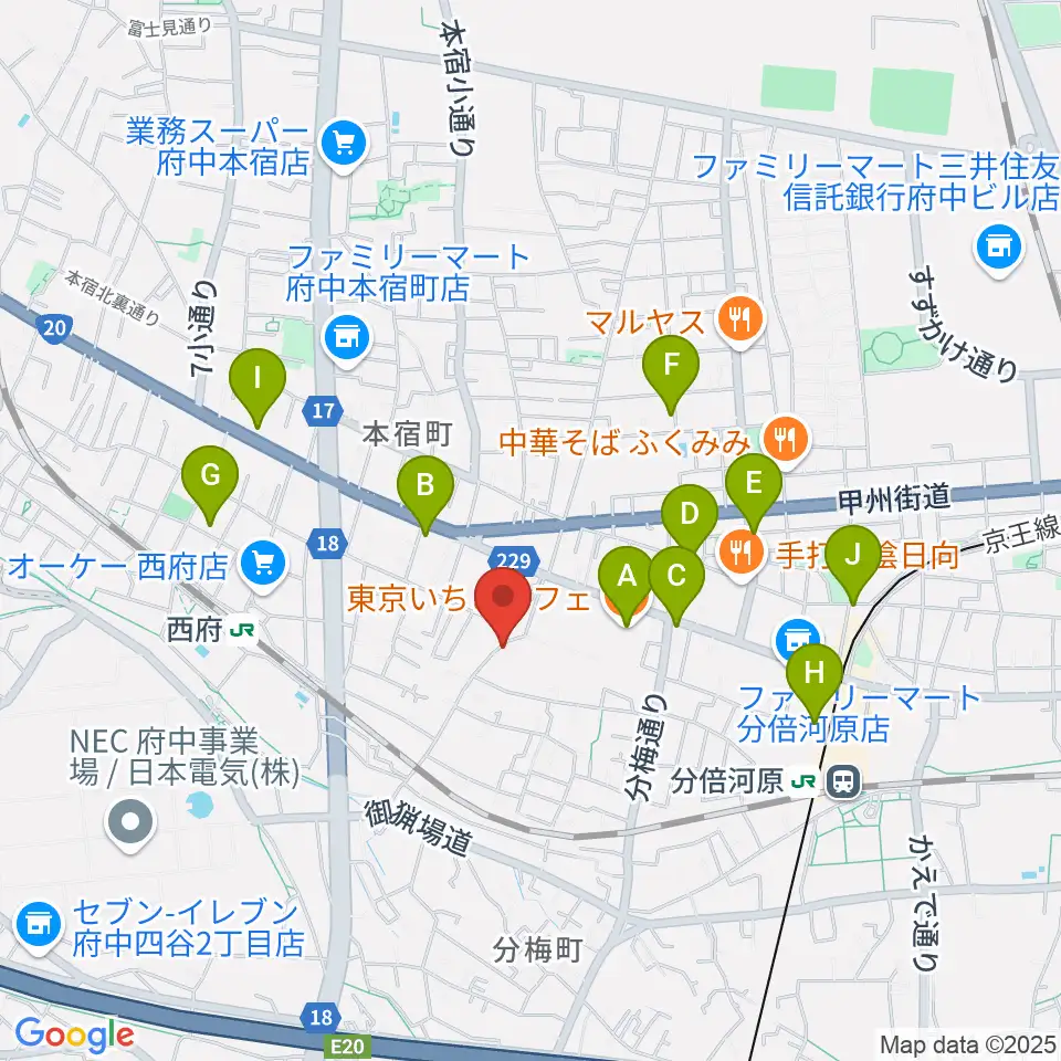 KEI音楽学院周辺のカフェ一覧地図