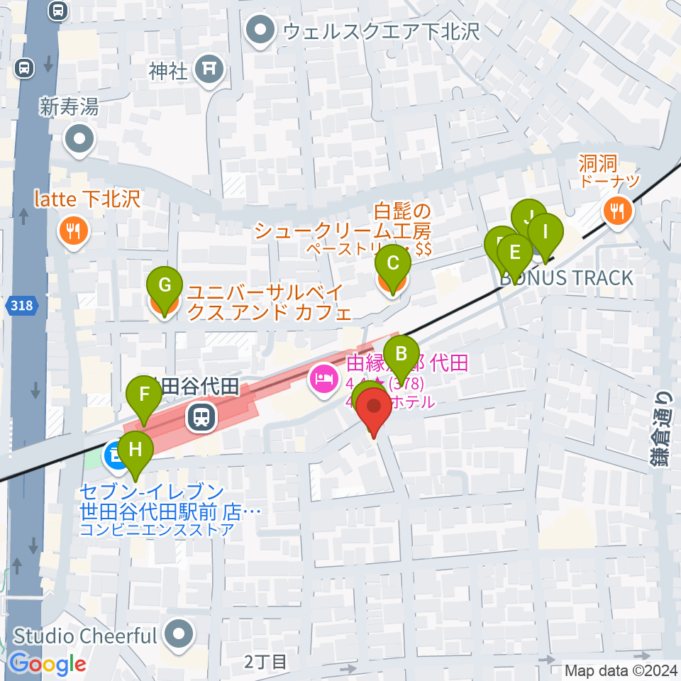 グラスホッパー・ギターズ周辺のカフェ一覧地図