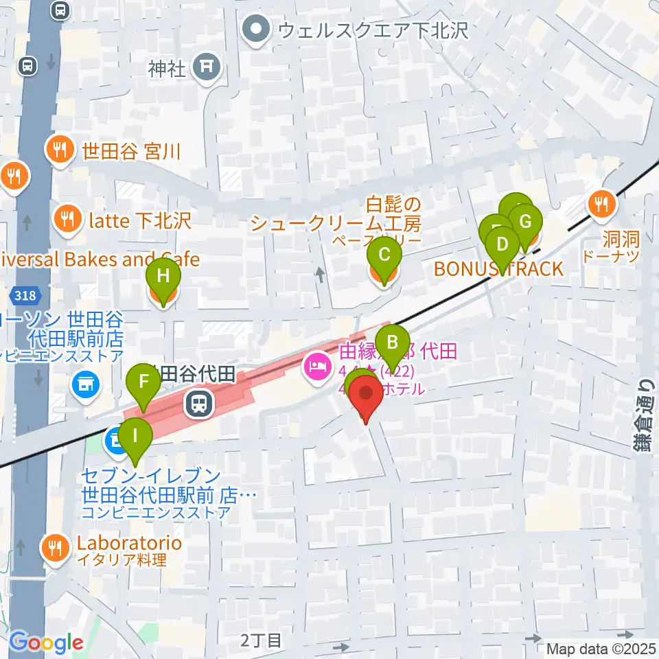 グラスホッパー・ギターズ周辺のカフェ一覧地図