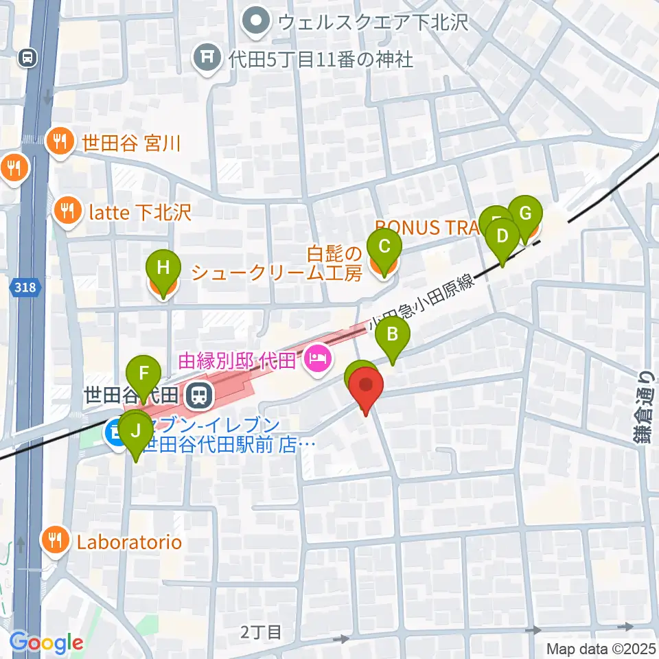 グラスホッパー・ギターズ周辺のカフェ一覧地図