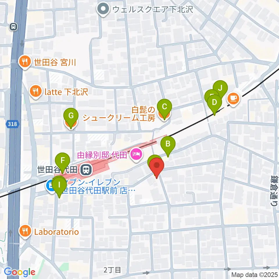 グラスホッパー・ギターズ周辺のカフェ一覧地図