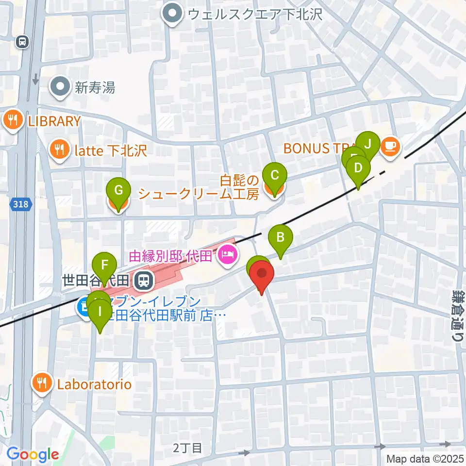 グラスホッパー・ギターズ周辺のカフェ一覧地図