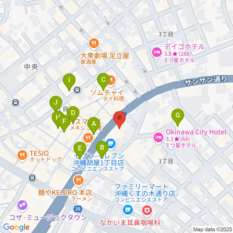 普久原楽器周辺のカフェ一覧地図