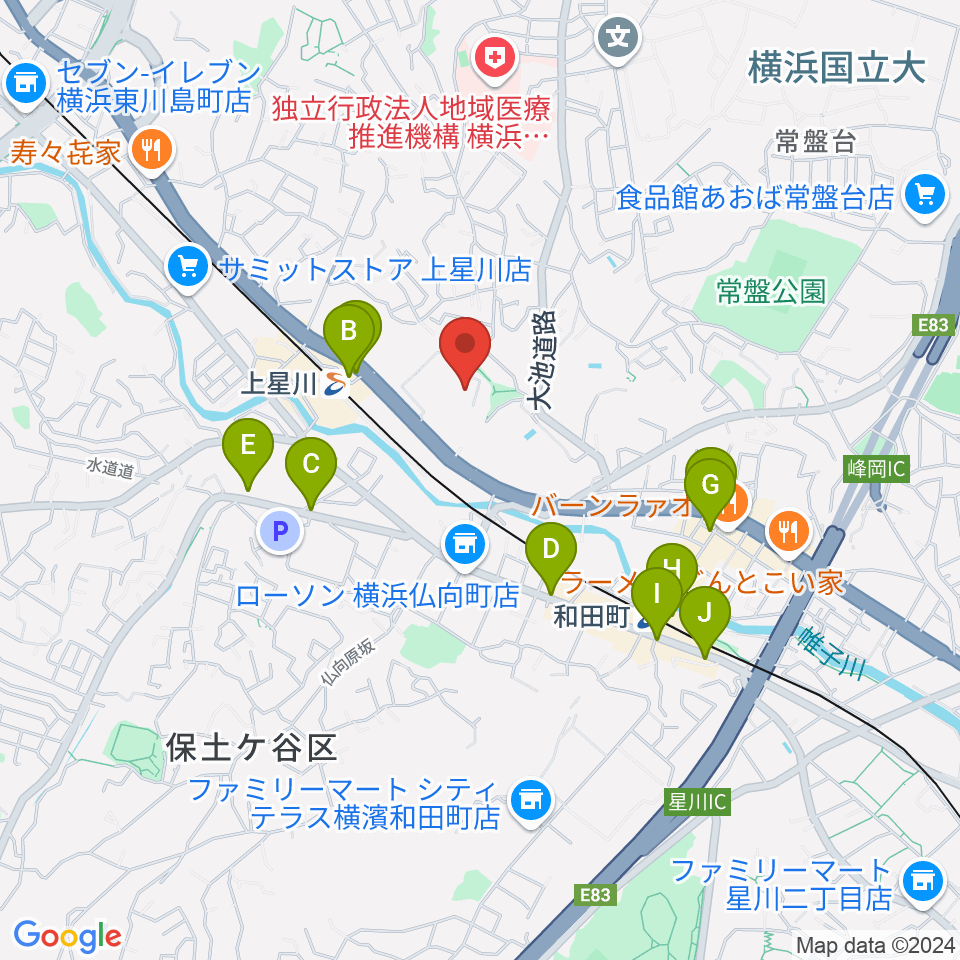 横浜ミュージックアカデミー周辺のカフェ一覧地図