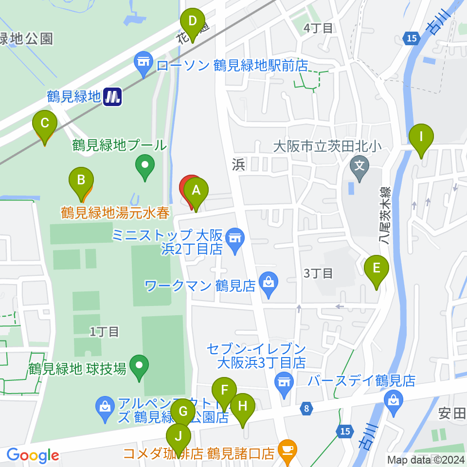 ナッジスタジオ周辺のカフェ一覧地図