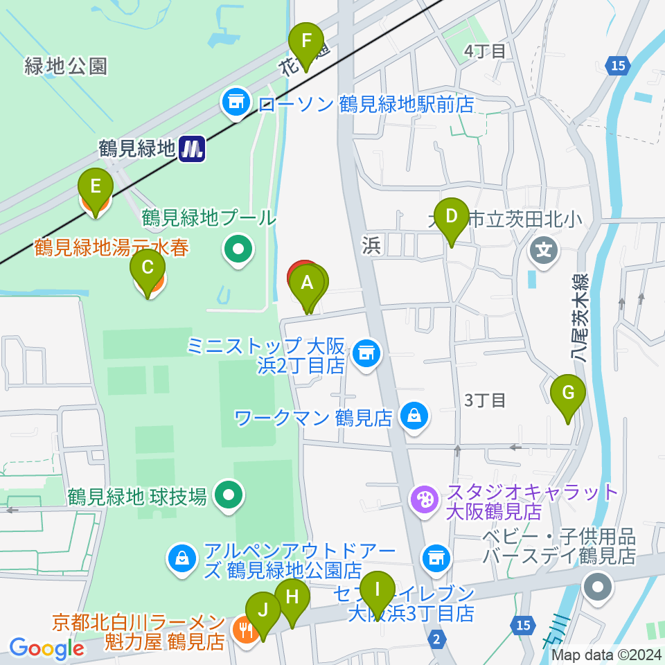 ナッジスタジオ周辺のカフェ一覧地図