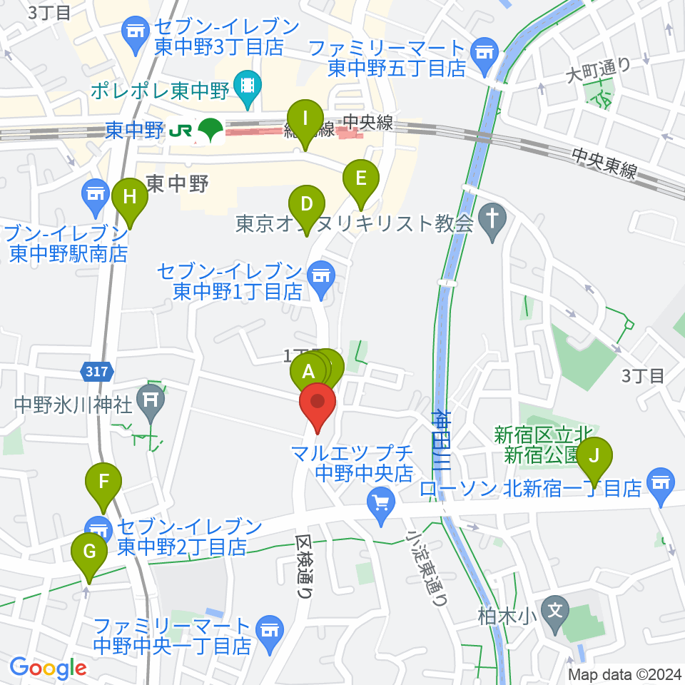 音楽スクールの音屋 OTOYA周辺のカフェ一覧地図