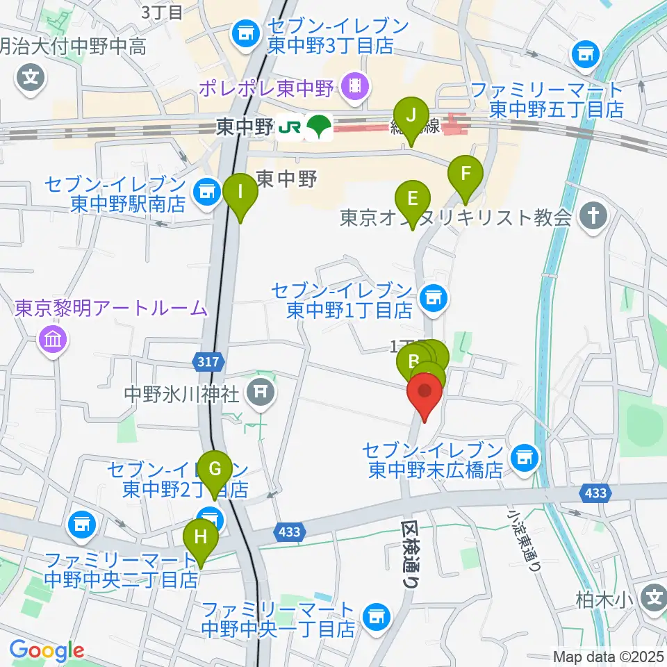 音楽スクールの音屋 OTOYA周辺のカフェ一覧地図