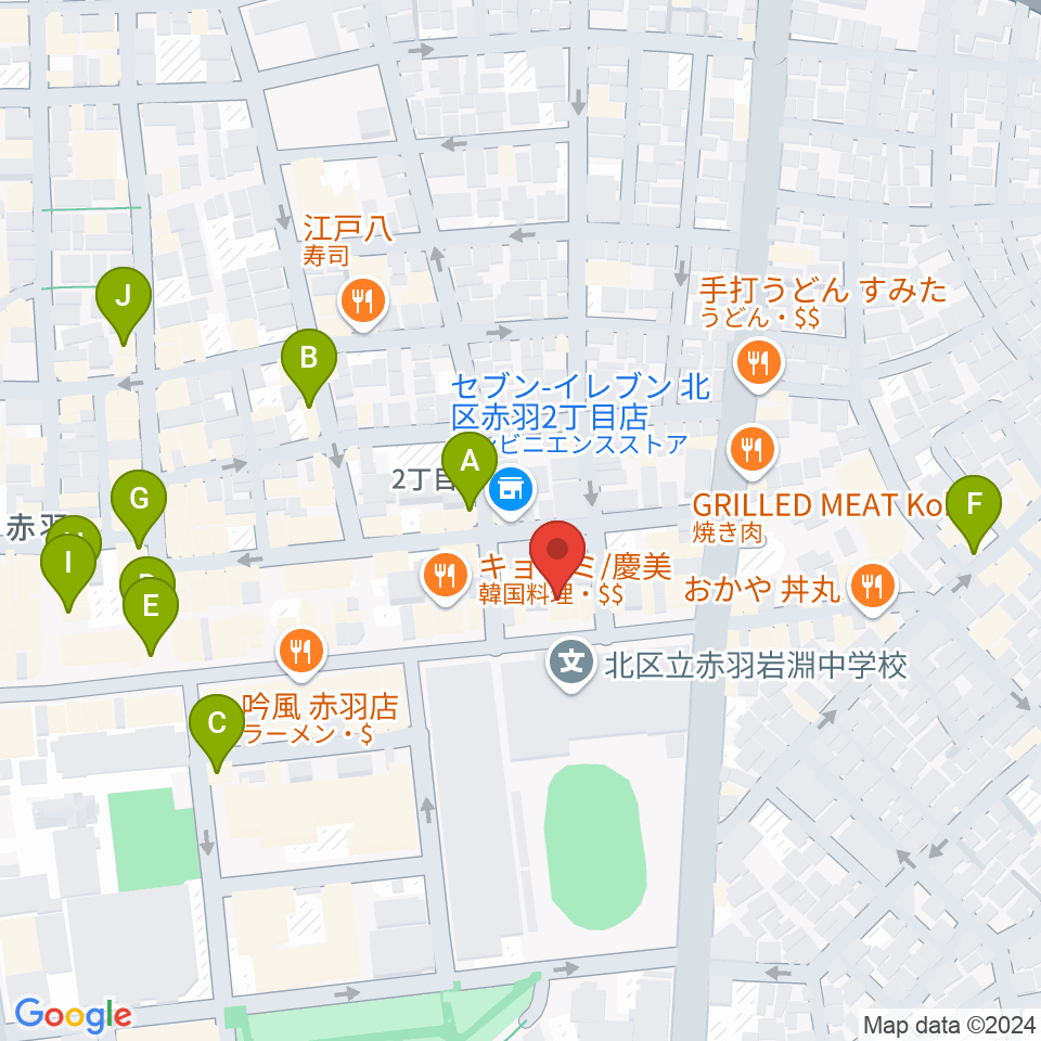 スタジオウイング周辺のカフェ一覧地図