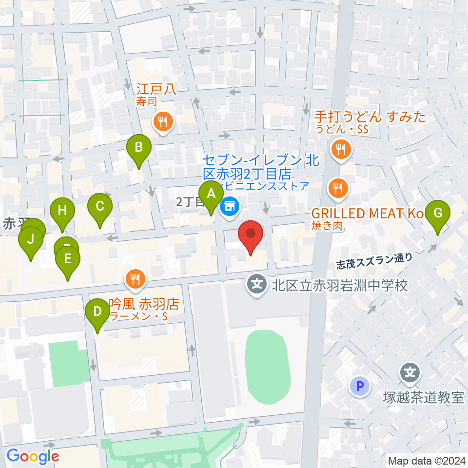 スタジオウイング周辺のカフェ一覧地図