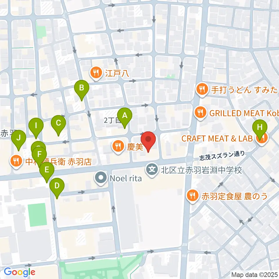 スタジオウイング周辺のカフェ一覧地図