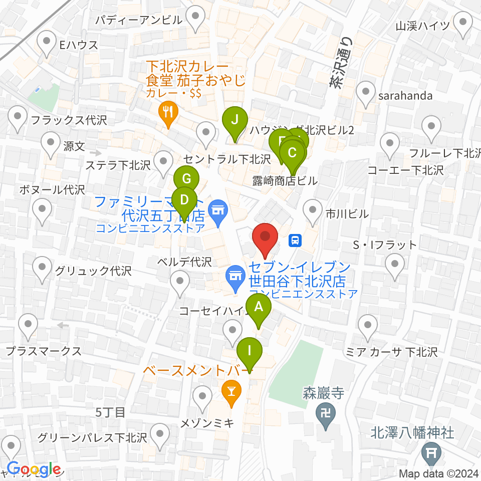 下北沢ReG周辺のカフェ一覧地図