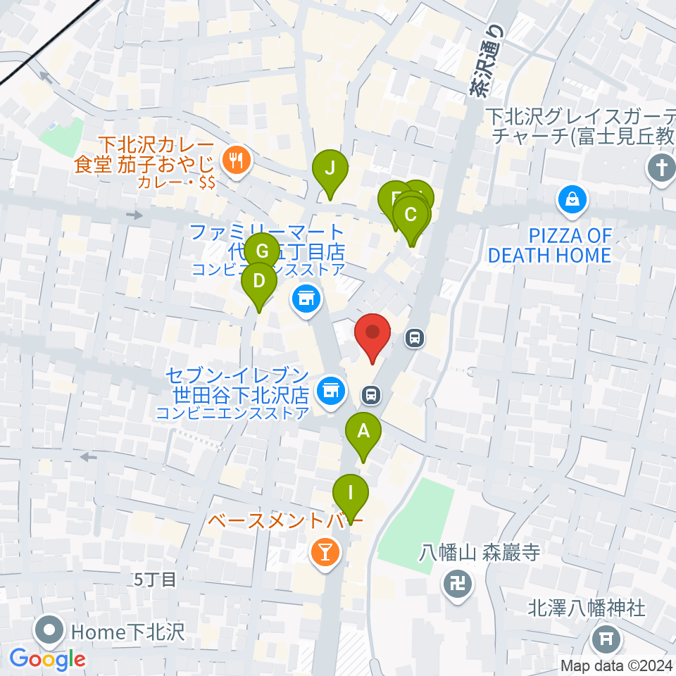 下北沢ReG周辺のカフェ一覧地図