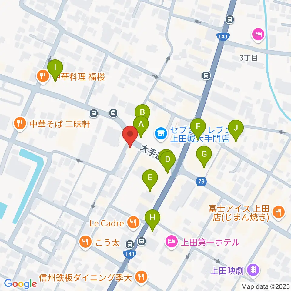 MY楽器周辺のカフェ一覧地図