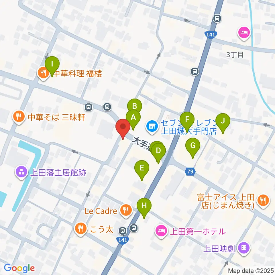 MY楽器周辺のカフェ一覧地図