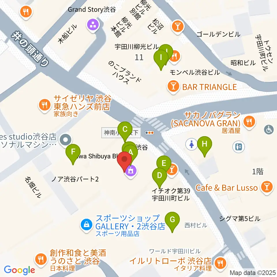 サウンドスクランブル周辺のカフェ一覧地図