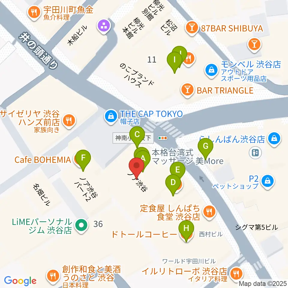 サウンドスクランブル周辺のカフェ一覧地図